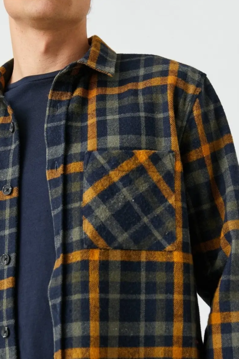 Koton Plaid Heavy Flannel Shirt in Navy