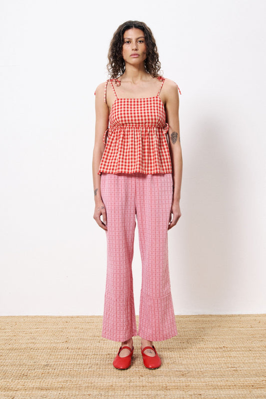 Corentine Top en Vichy Rouge