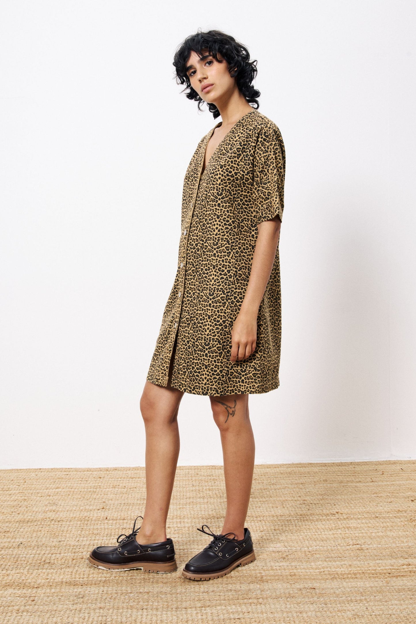 Aelita Leopard Denim Dress