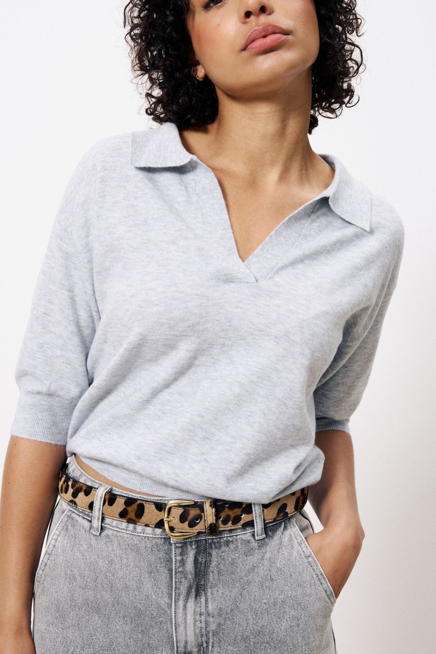 Plume Grey Polo Sweater