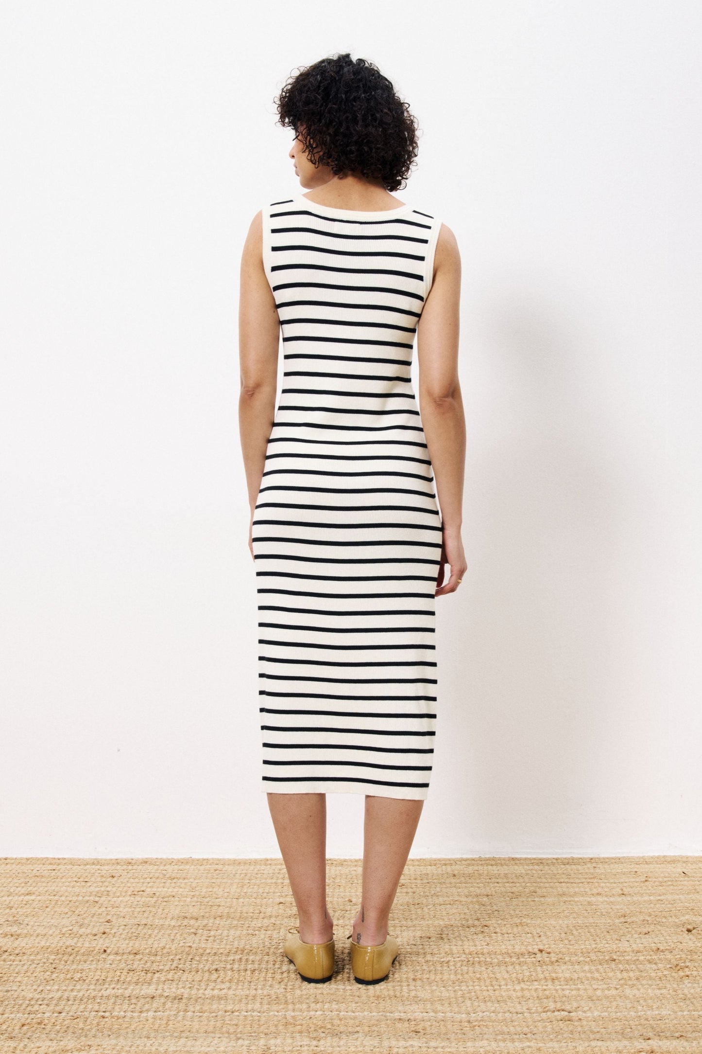 Nacera Cream Striped Dress