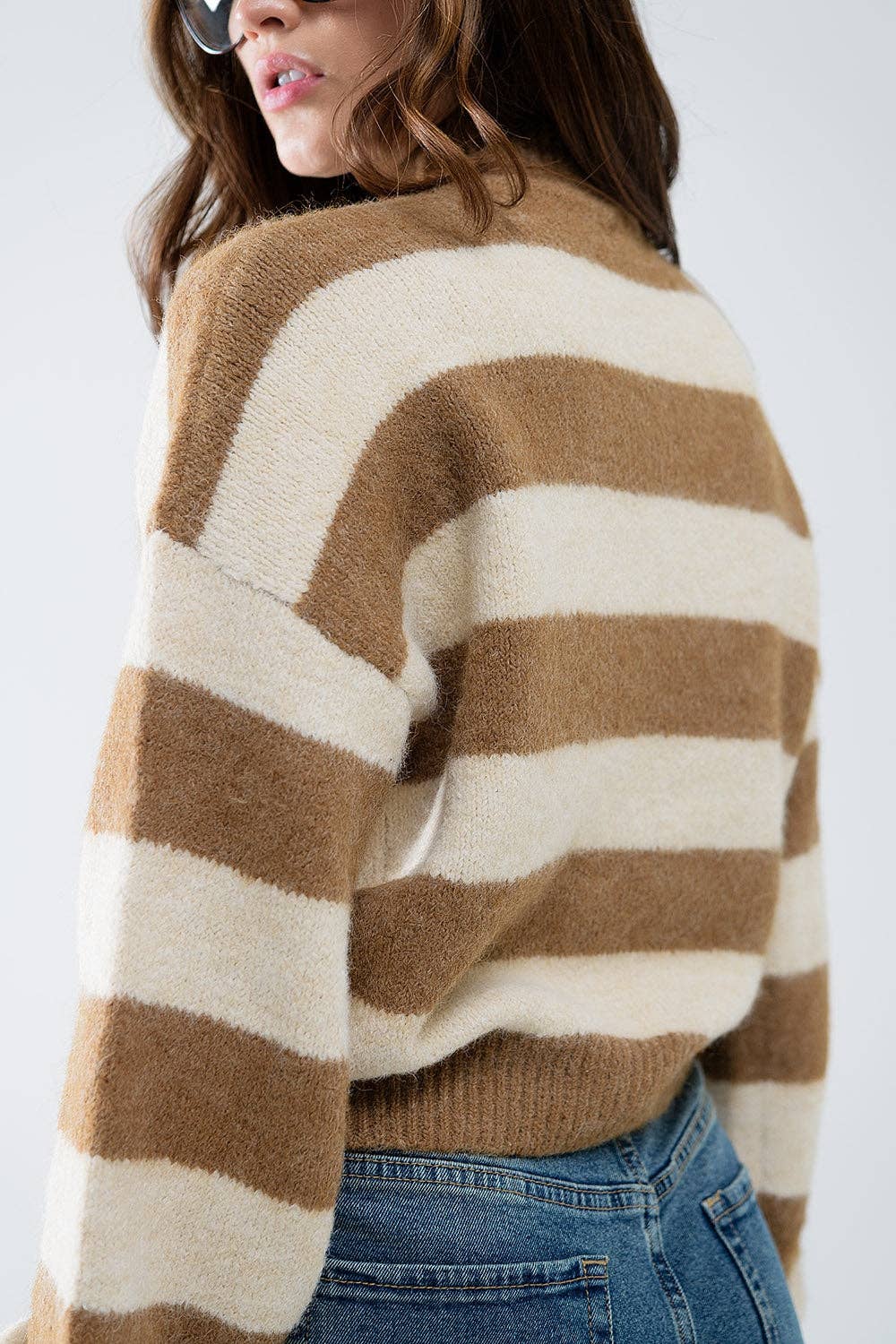 Scotch Beige Striped Turtleneck Sweater