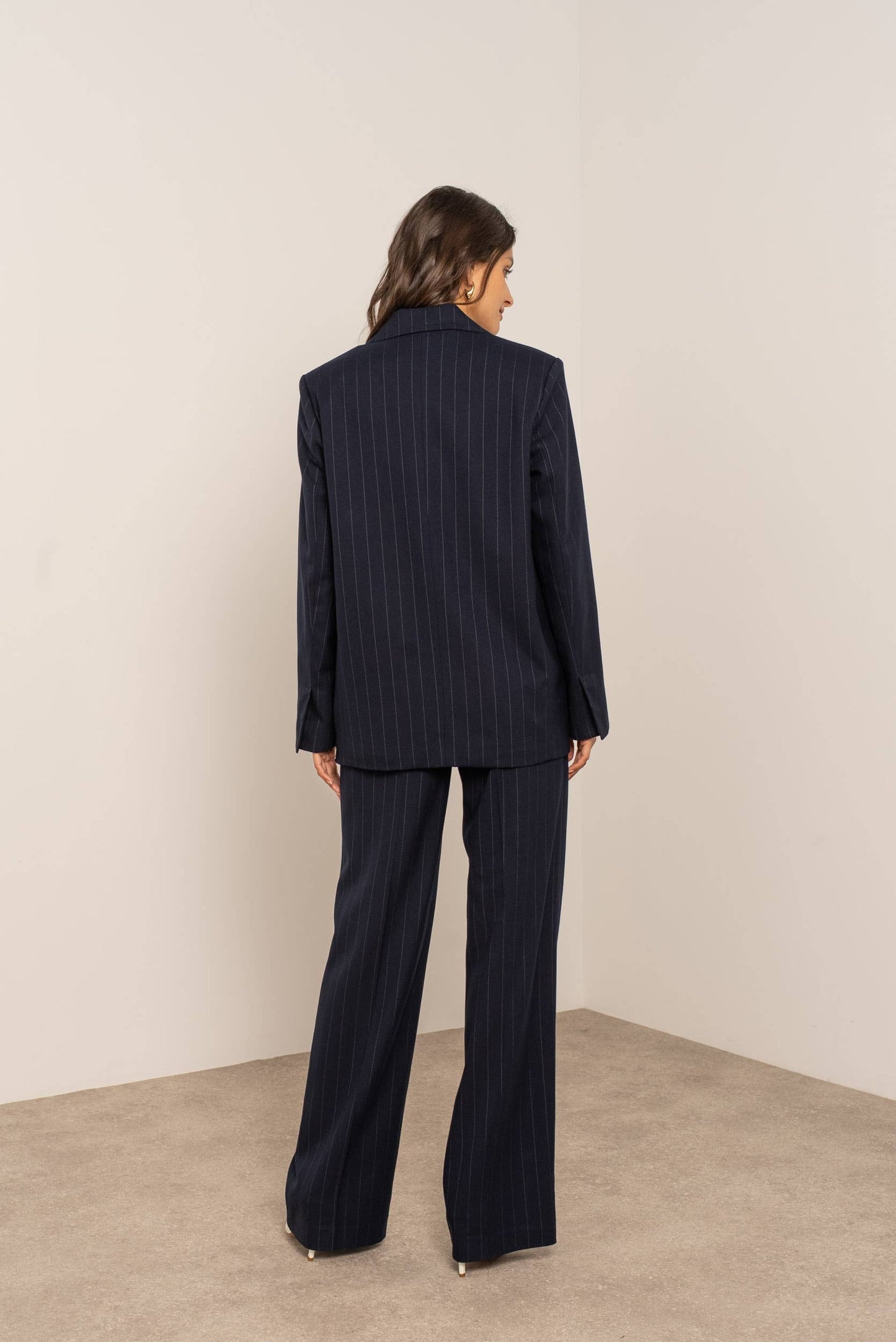 Pinstripe Navy Blazer
