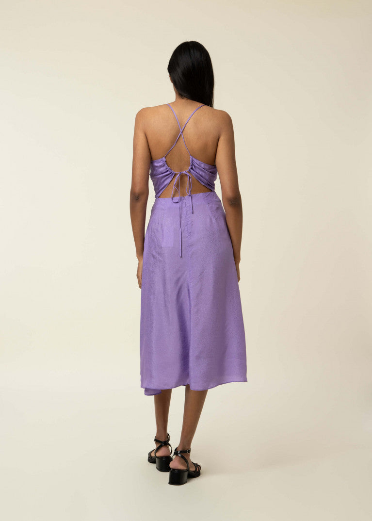 Valia Open Back Lilac Midi Dress - Ms.Meri Mak