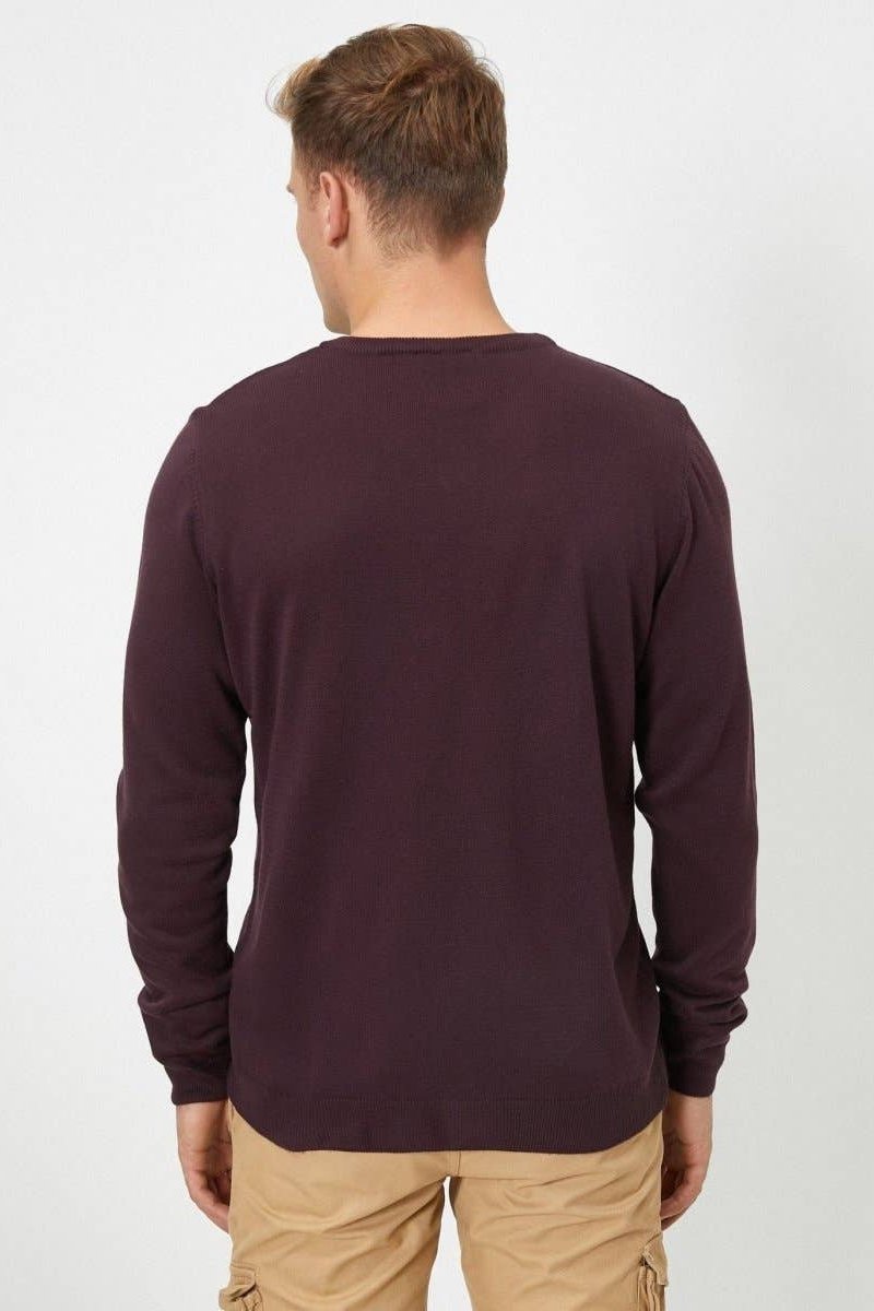 Baron V Neck Sweater in Maroon