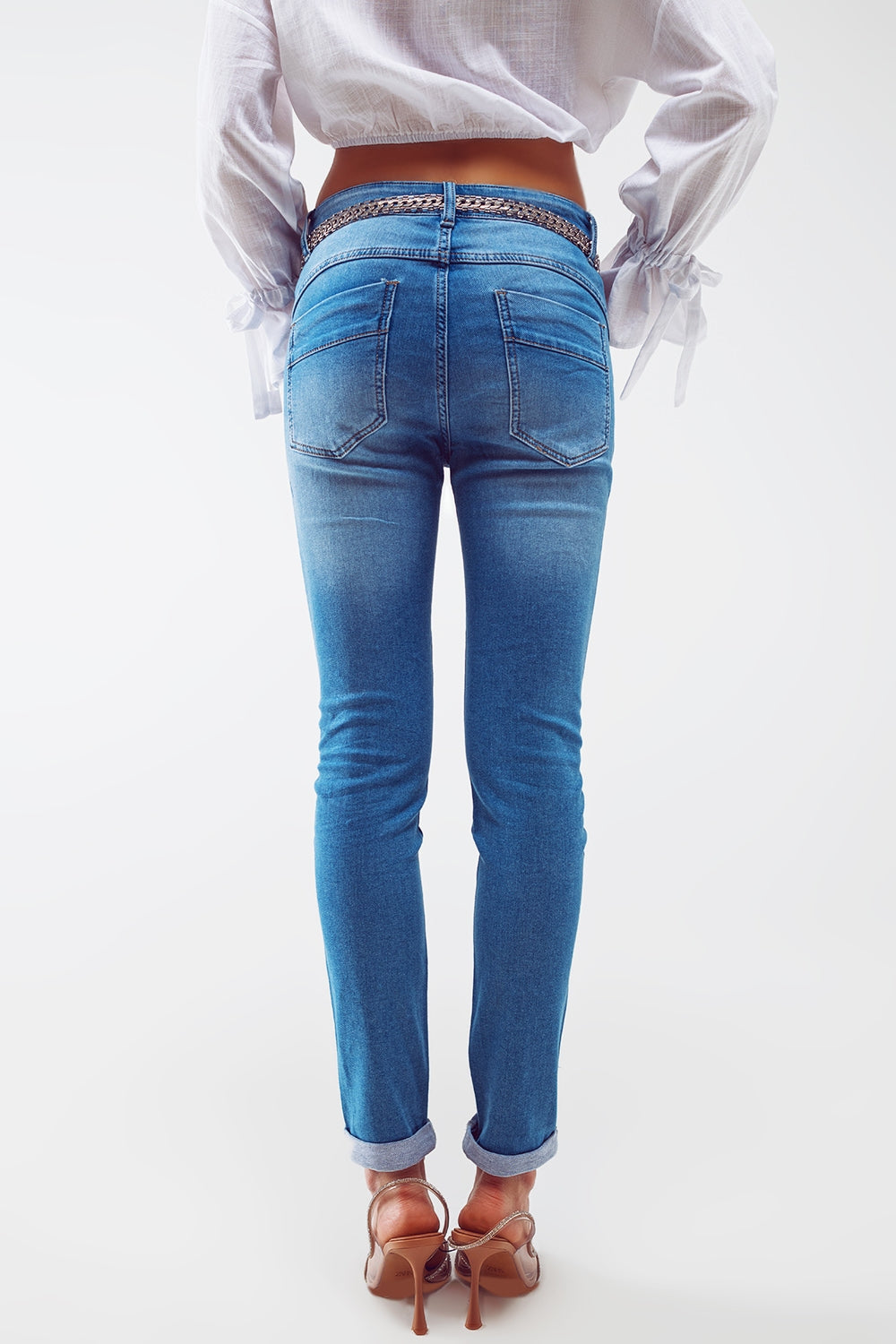 Paulina Embellished Mid Wash Jeans