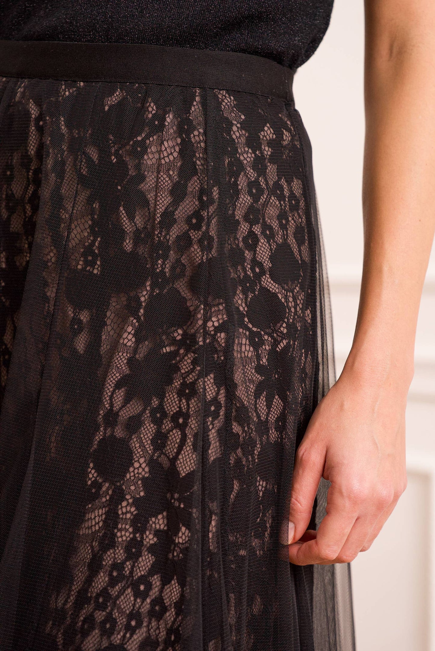 March Tulle Skirt With Lace Underlay