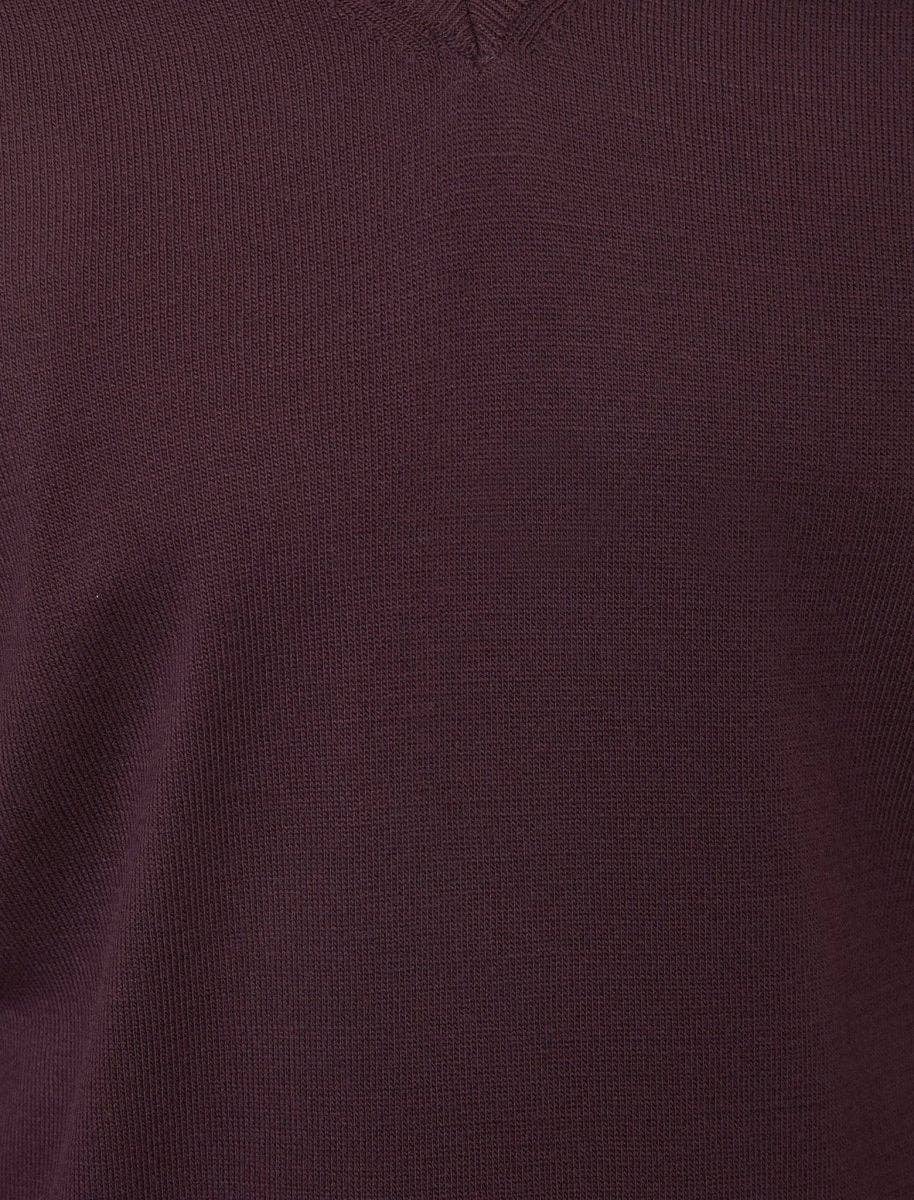 Baron V Neck Sweater in Maroon