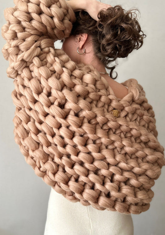 Bonita Chunky Cropped Knit Cardigan - Taupe - Ms.Meri Mak