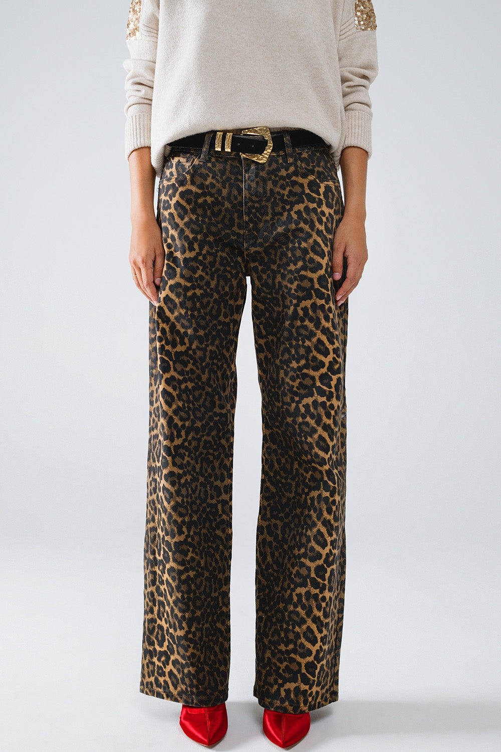 Girlfriend Leopard Print Jeans