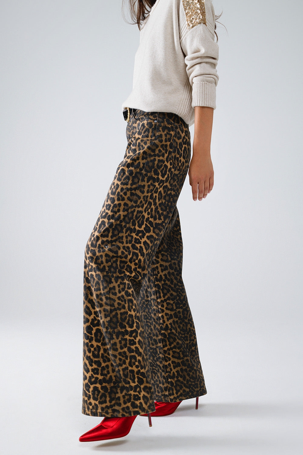 Girlfriend Leopard Print Jeans