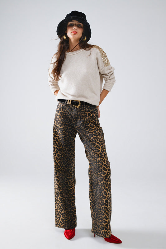 Girlfriend Leopard Print Jeans