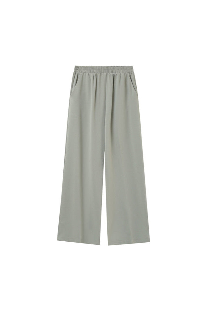 Light gray wide-leg pants on a white background