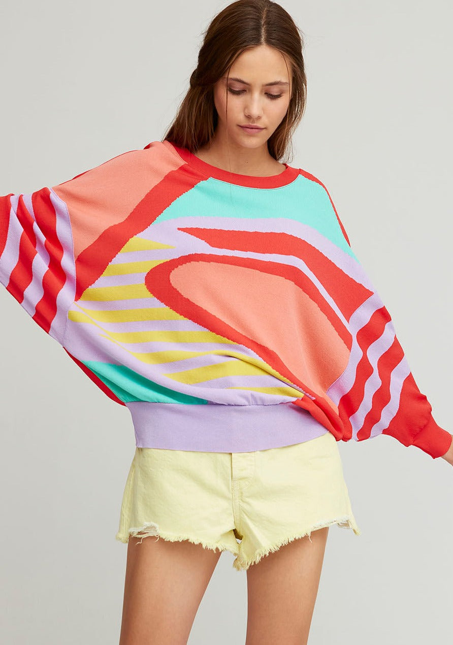 Ceibo Abstract Relaxed Fit Sweater - Ms.Meri Mak
