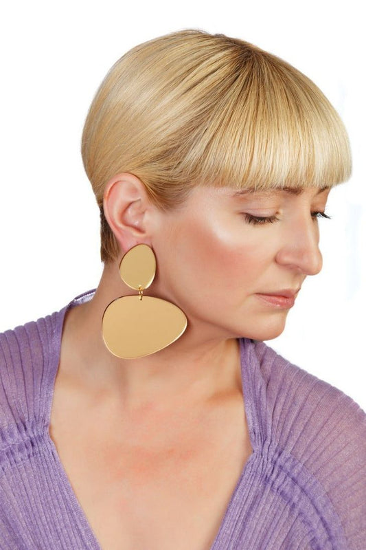 Estela Gold-Mirror Pebbles Earrings - Ms.Meri Mak