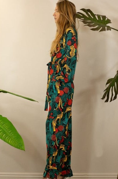 Leopard Design Long Sleeve Jumpsuit - Ms.Meri Mak