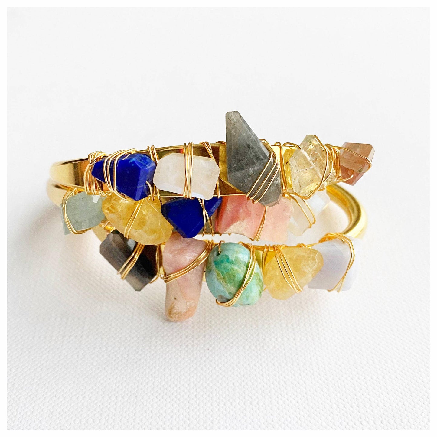 Crystal Cuff- Gem Stone Bracelet - by Etymology Jewelry - Ms.Meri Mak