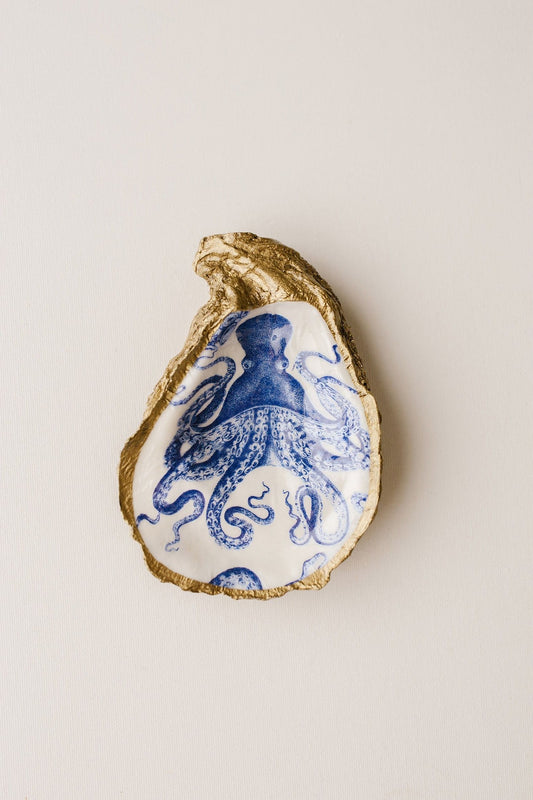 Indigo Decoupage Oyster Ring Dish - Ms.Meri Mak