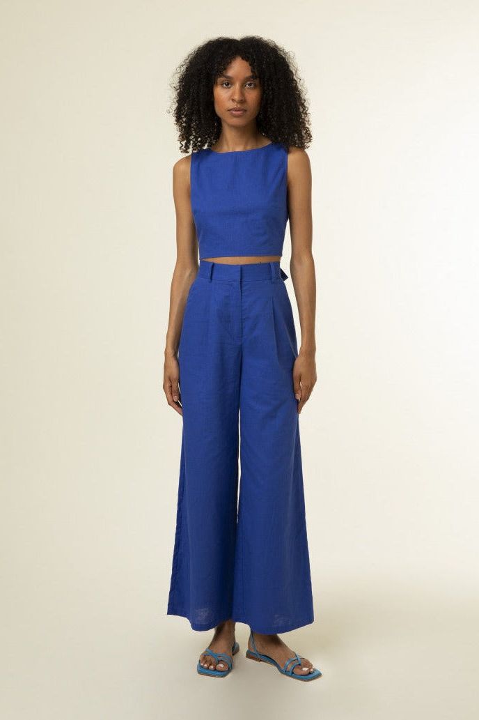 Paverdy Wide Leg Cobalt Blue Pants - Ms.Meri Mak